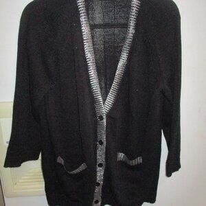 peace of cloth new nwt knit button cardigan black nyc xl cotton
